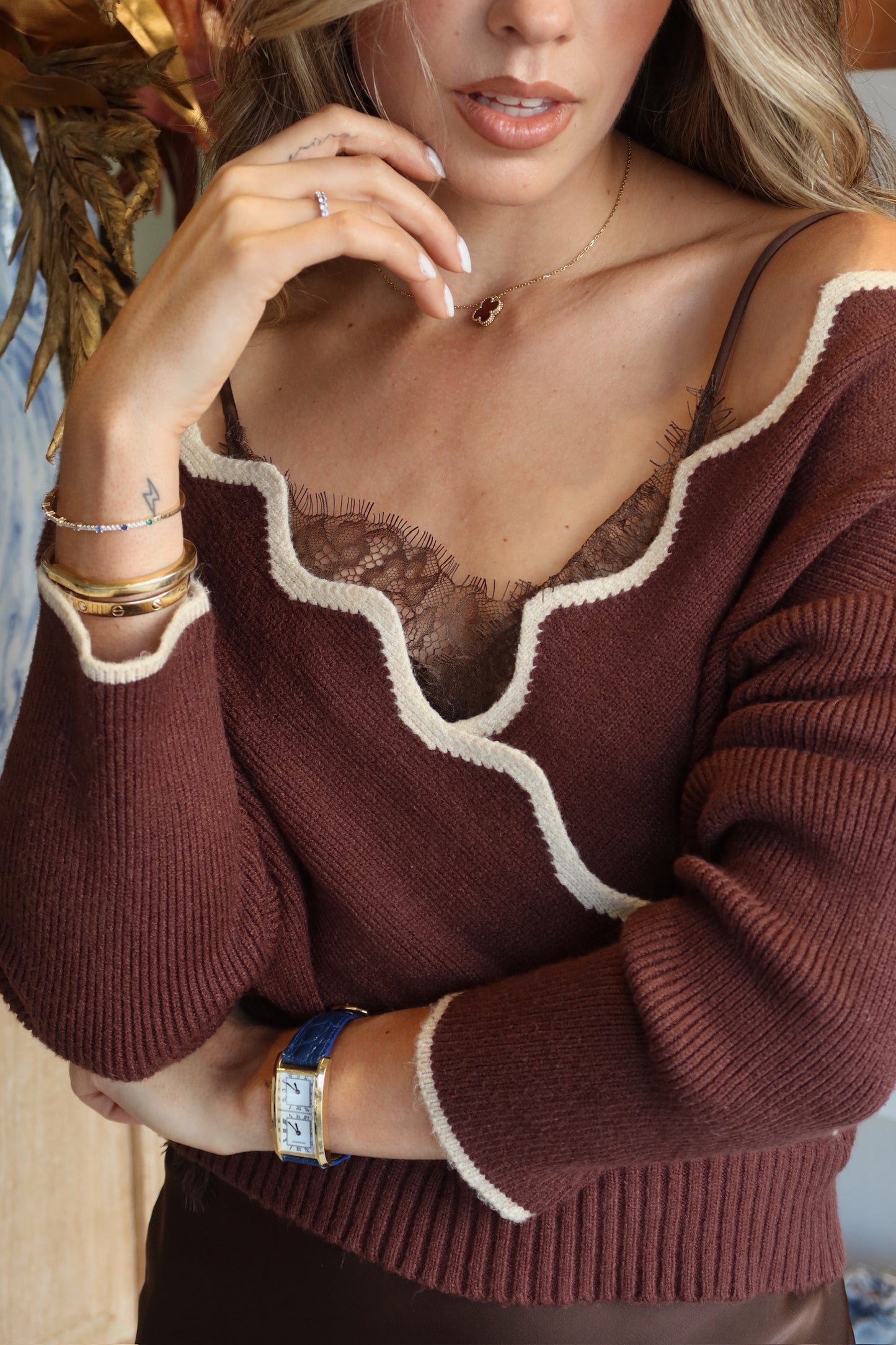 Swirl Sweater - Black & Brown