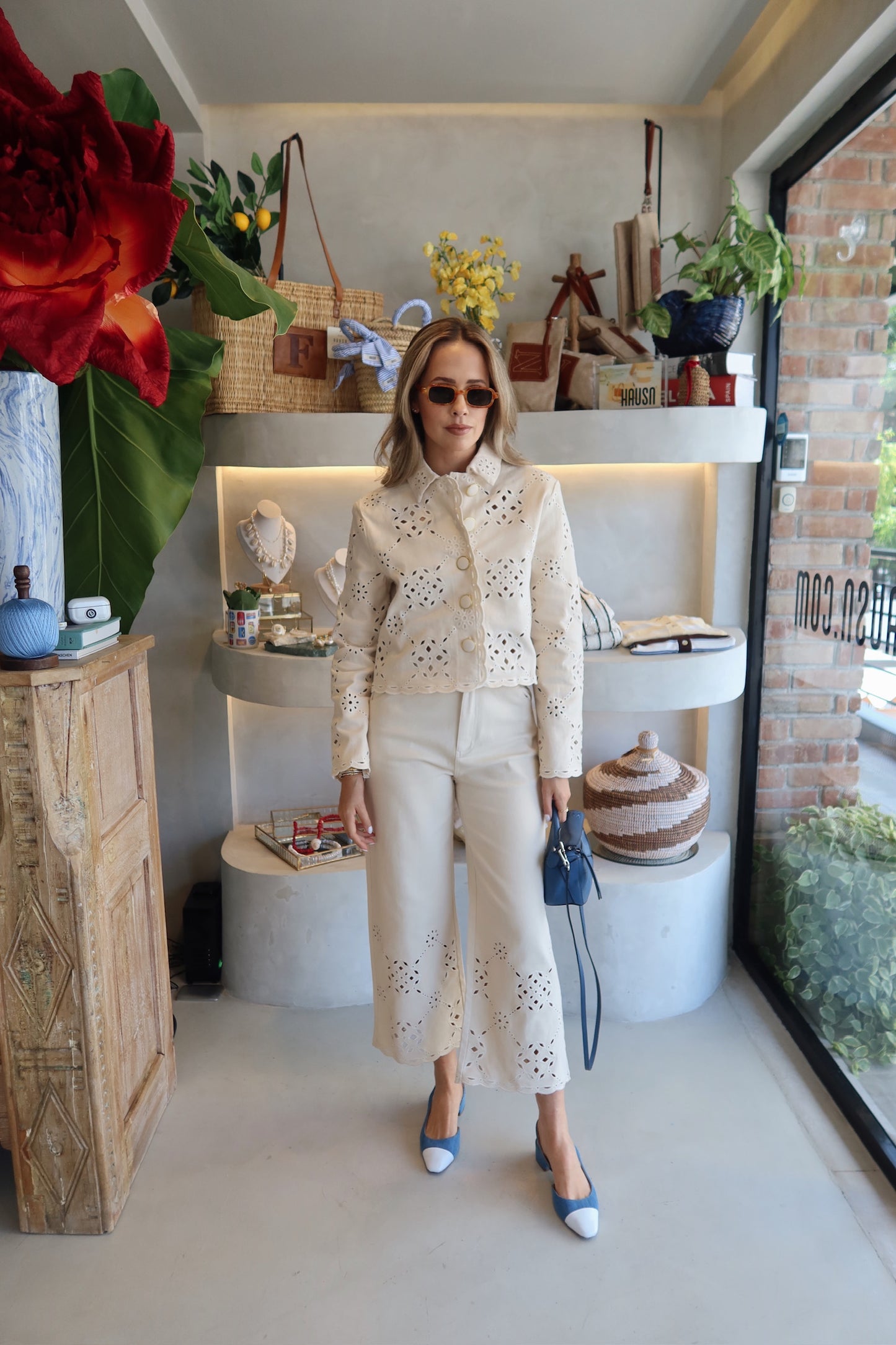 The Gabriela - Beige Eyelet Set