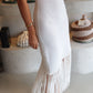 The Camila - White Fringed Dress