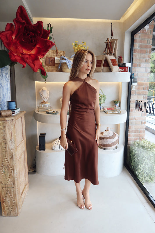 Zermatt - Chocolate Slip Scraf Dress