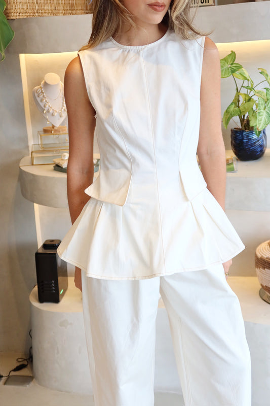 Sagaponack - Ivory Peplum Pant Set