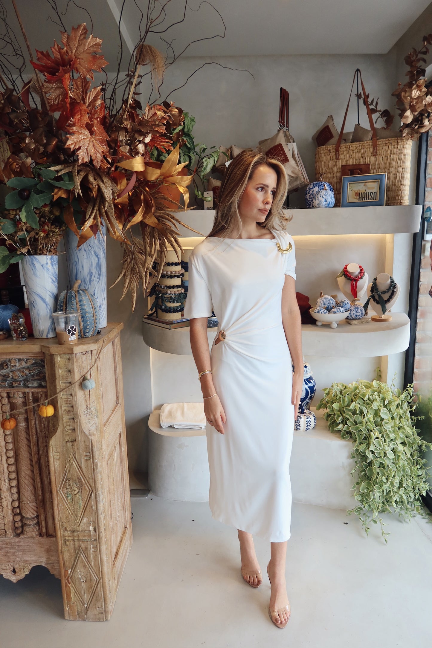 Sasha - White Midi Dress