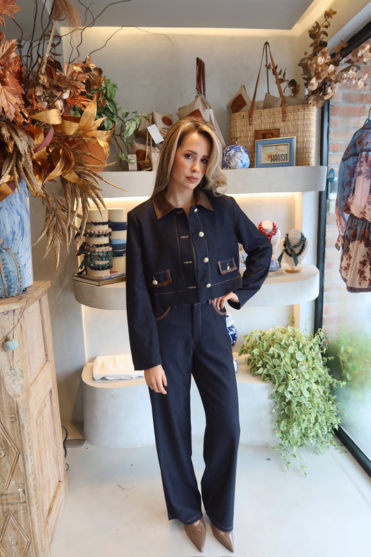 The Fran - Denim Leather Set