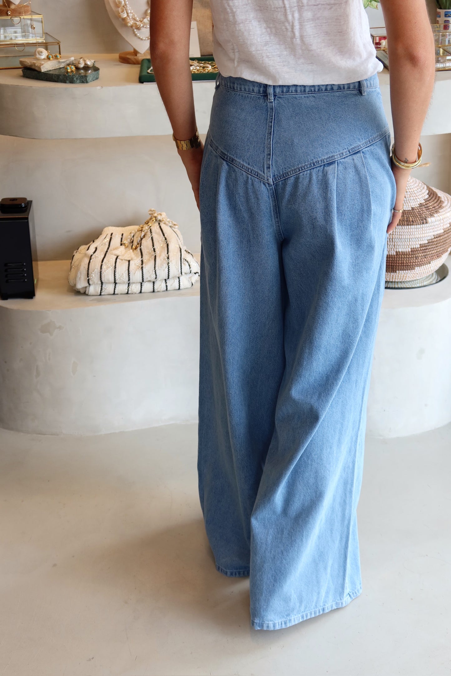 Michelle - Pleated Denim Pant