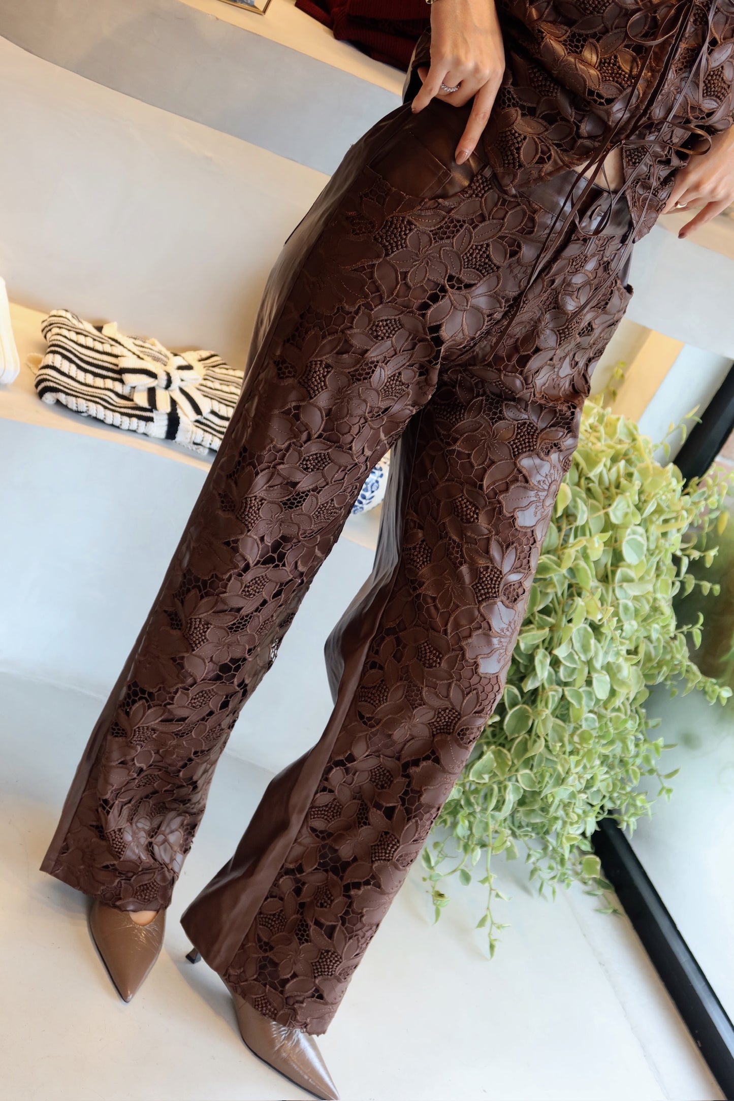 Marcelle - Cutout Leather Brown Set