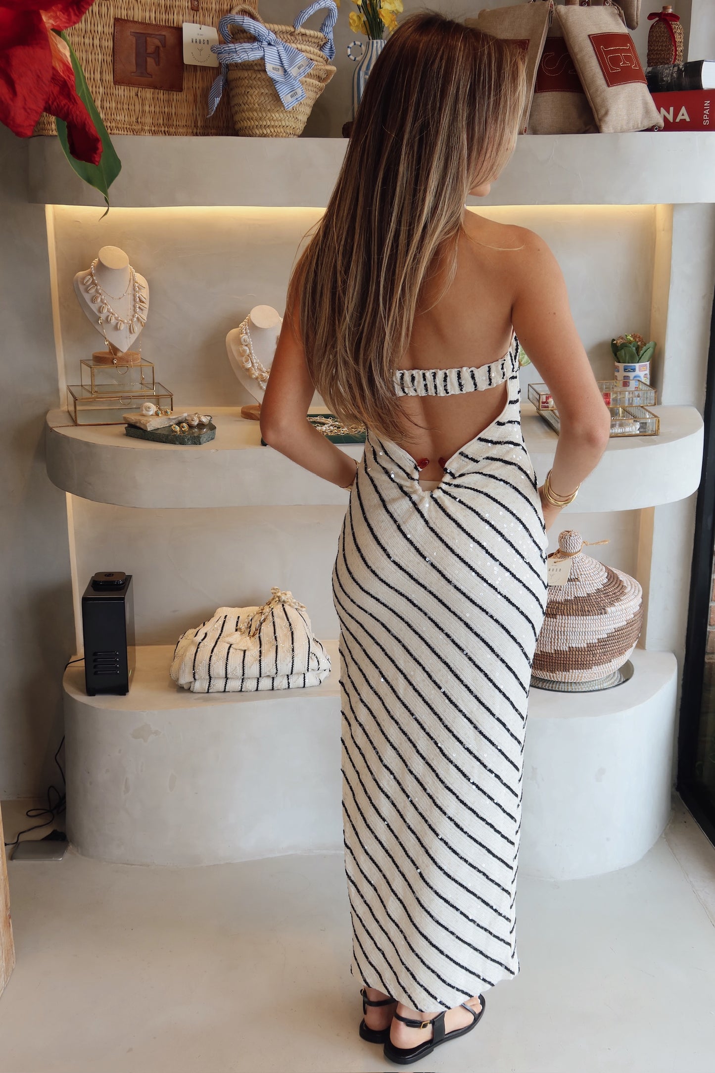 Cabo - B&W Back Sequin Dress
