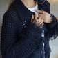 Maine - Knit Fringe Navy Sweater