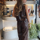 Marcelle - Cutout Leather Brown Set