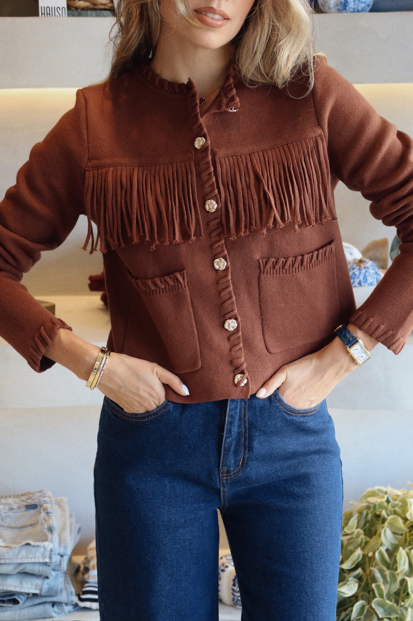 Fall Landing -Maple Fringe Sweater
