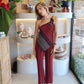 Roma - Red Metallic Pant Set