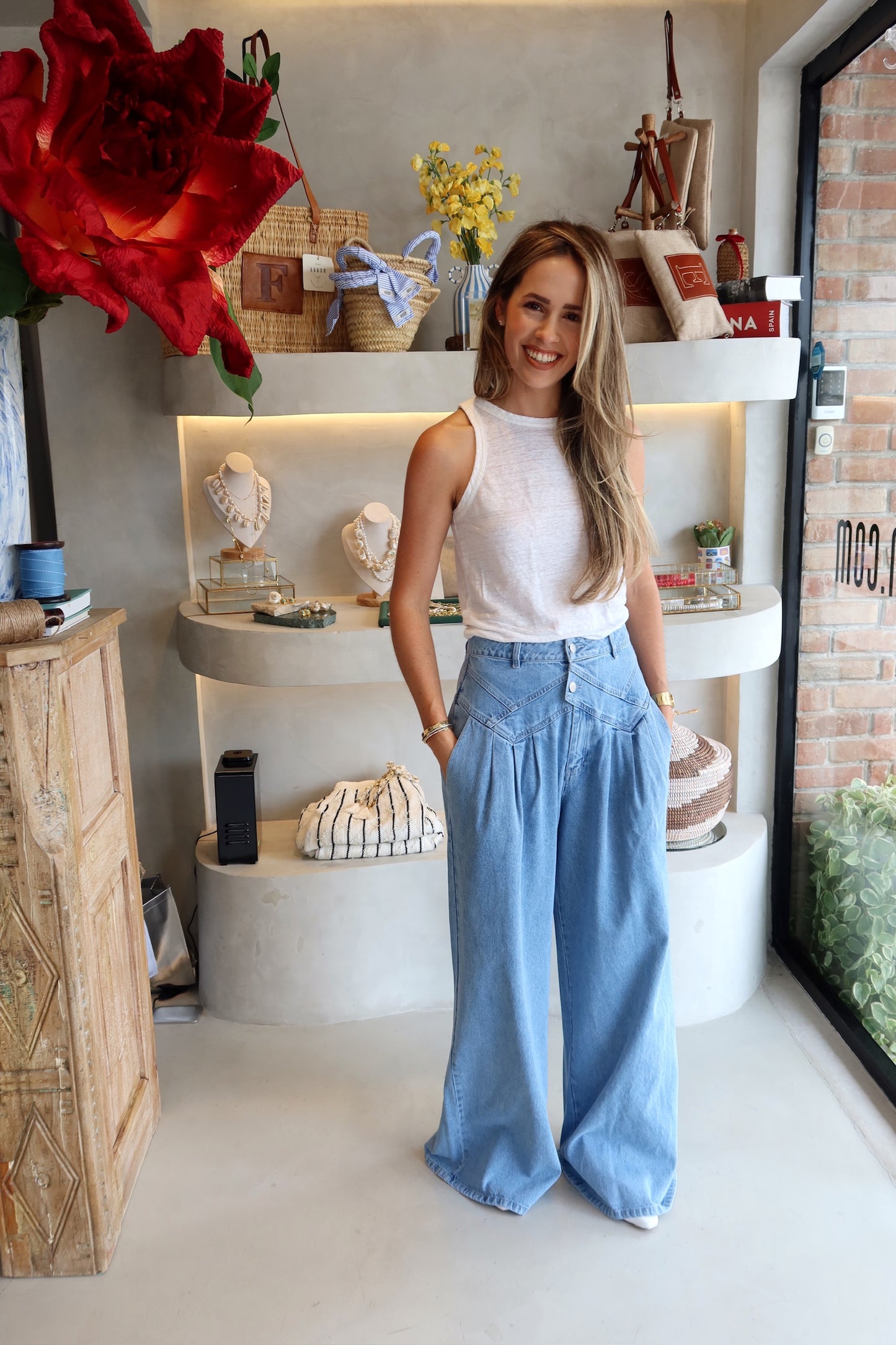 Michelle - Pleated Denim Pant