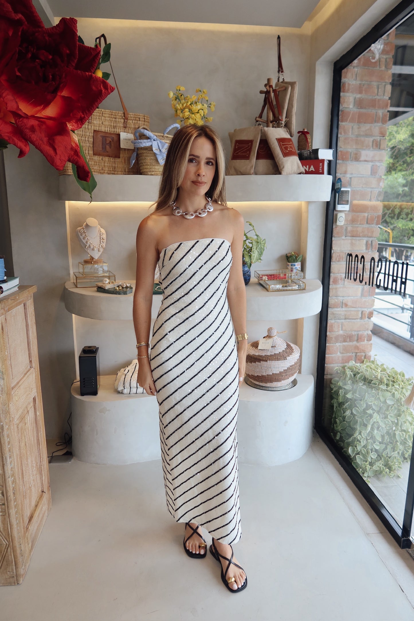 Cabo - B&W Back Sequin Dress