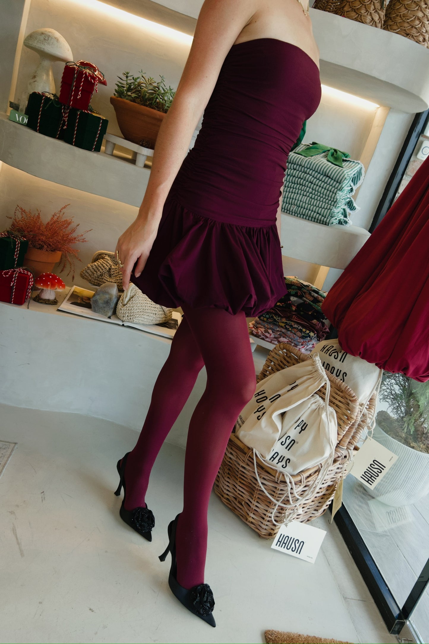 Burgundy - Mini Dress Wine